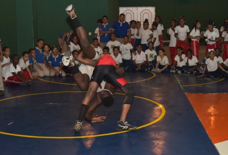  imagen Lucha Ol&iacute;mpica de exhibici&oacute;n durante el desarrollo de la actividad. 